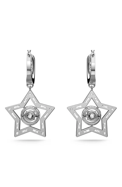 Swarovski Stella Hoop Earrings With White Crystals In Silver