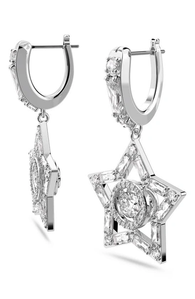 Swarovski Stella Hoop Earrings With White Crystals In Silver