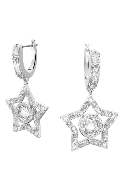 Swarovski Stella Hoop Earrings With White Crystals In Silver