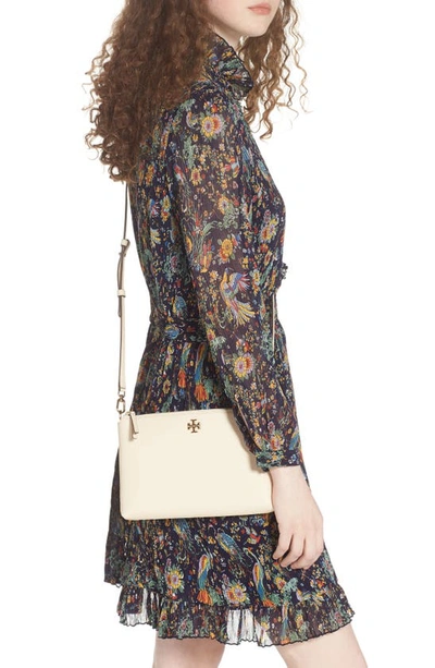 Tory Burch Kira Zip Pebbled Leather Crossbody Bag In White