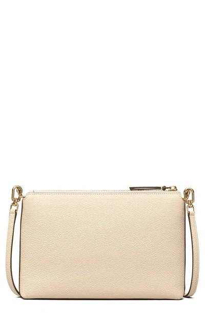 Tory Burch Kira Zip Pebbled Leather Crossbody Bag In White