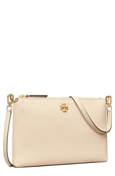 Tory Burch Kira Zip Pebbled Leather Crossbody Bag In White