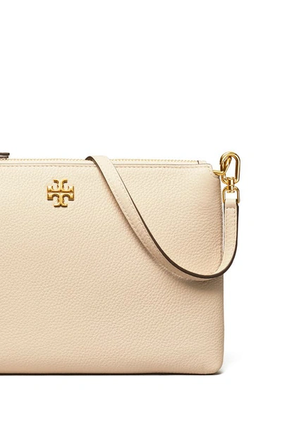 Tory Burch Kira Zip Pebbled Leather Crossbody Bag In White