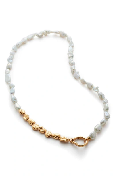Shop Monica Vinader Keshi Pearl Necklace In Gp