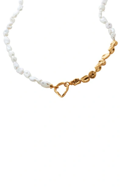 Shop Monica Vinader Keshi Pearl Necklace In Gp