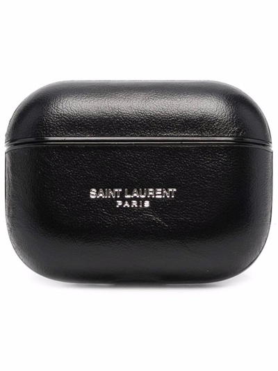 Shop Saint Laurent Airpods Case With A Logo In Nero