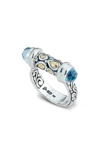 Samuel B. Sterling Silver 18k Yellow Gold Blue Topaz Bullet Ring In Blue