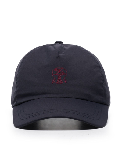 Shop Brunello Cucinelli Baseball Cap With Embroidery In Blue