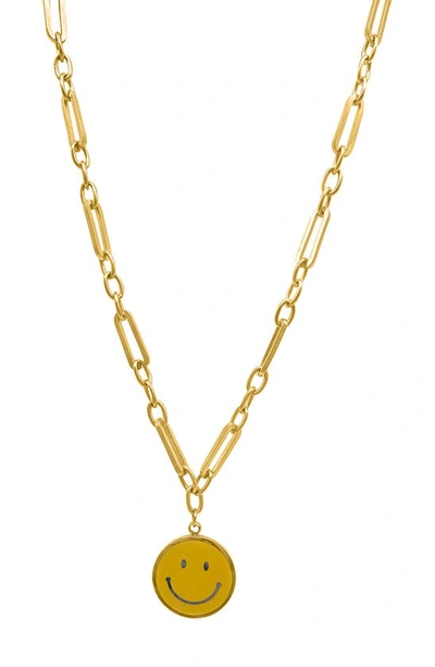 Shop Adornia Smiley Face Pendant Necklace In Yellow