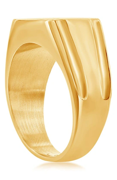 Shop Blackjack Stainless Steel Pavé Cz Square Ring In Gold