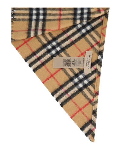Shop Burberry Cashmere Vintage Check Bandana Scarf In Antique/yellow