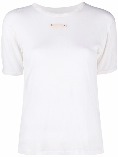 Shop Maison Margiela Label T-shirt In White