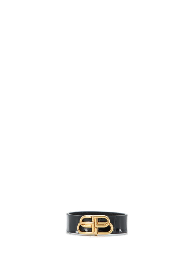 Shop Balenciaga Bb Plaque Bracelet In Black