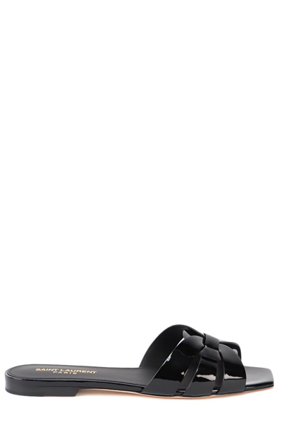 Shop Saint Laurent Tribute Flat Sandals In Black