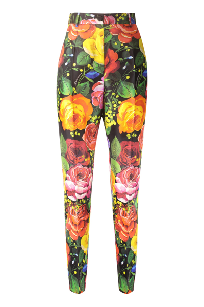 Shop Dolce & Gabbana Printed Silk Pants In Multicolor