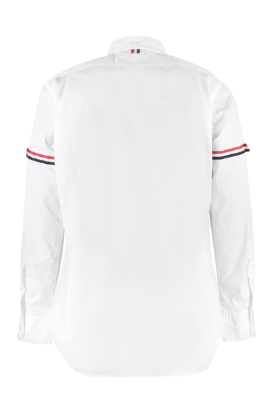 Shop Thom Browne Classic Italian Collar Cotton Shirt In White