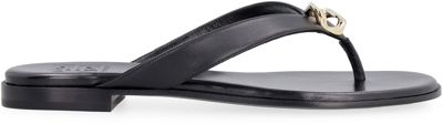 Shop Givenchy G Chain Leather Flat Sandals In Black