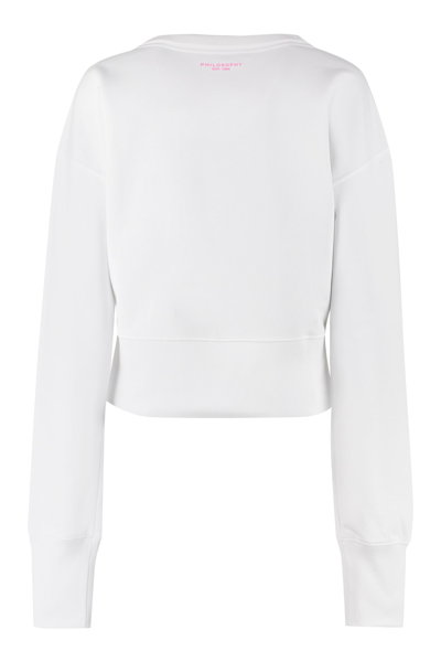 Shop Philosophy Di Lorenzo Serafini Logo Detail Cotton Sweatshirt In White