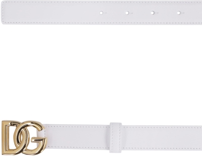 Shop Dolce & Gabbana Dg Buckle Leather Belt In White