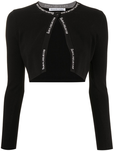 Shop Alexander Wang T Cardigan Con Logo Jacquard In Maglia Elasticizzata In Black