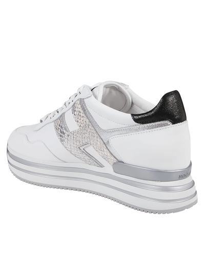 Shop Hogan Midi Platform H483 Sneakers In Bianco/argento/nero