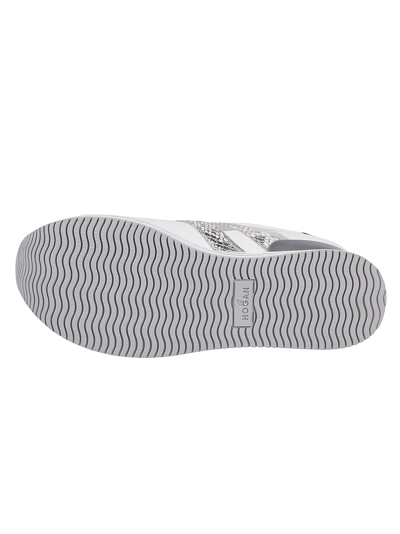 Shop Hogan Midi Platform H483 Sneakers In Bianco/argento/nero
