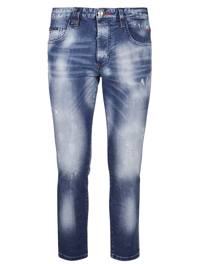 Shop Philipp Plein Jeans Skinny In Hs Blue Shark