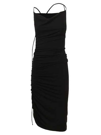 Shop Andamane Irina - Draped Midi Dress In Black