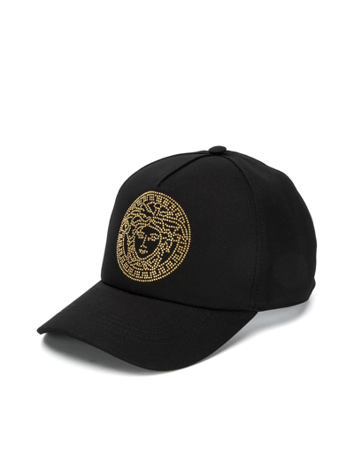Shop Versace Baseball Hat In Black Gold
