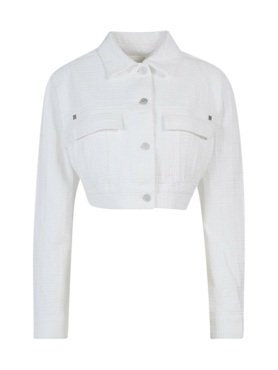 Shop Givenchy Cropped Denim Jacket In White