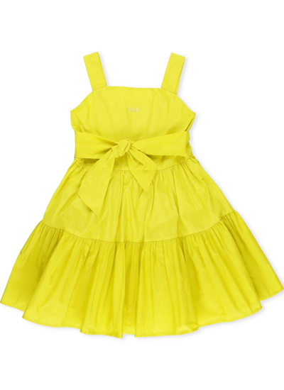 Shop Msgm Bow Dress In Yellow