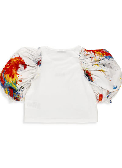Shop Msgm Puffed Sleeves T-shirt In White