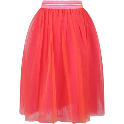 Shop Simonetta Multicolor Skirt For Girl In Pink