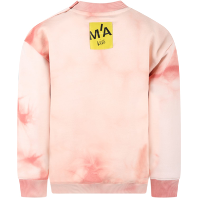 Shop Marques' Almeida Pink Sweatshirt For Girl With Black Logo