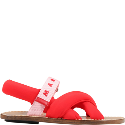 Shop Marni Red Sandals For Girl With Red Logo