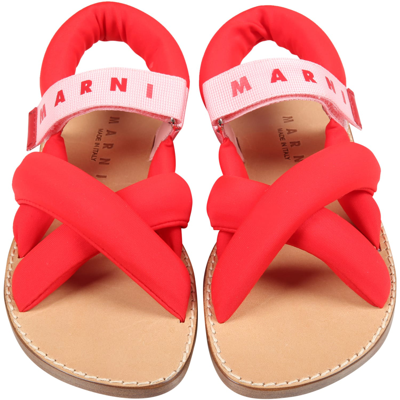 Shop Marni Red Sandals For Girl With Red Logo