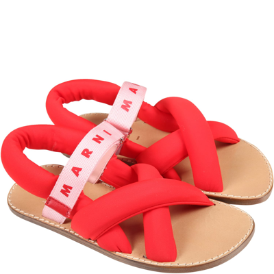 Shop Marni Red Sandals For Girl With Red Logo