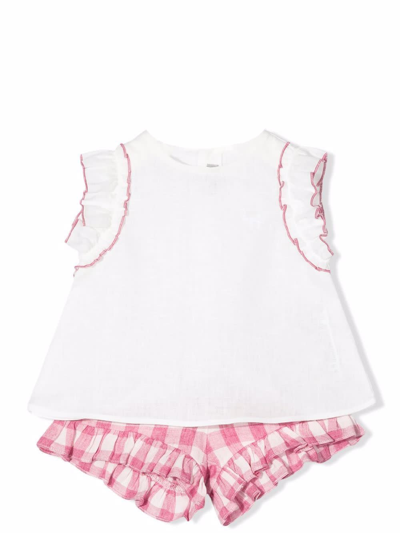 Shop Il Gufo Top And Shorts Set In Latte-rosa
