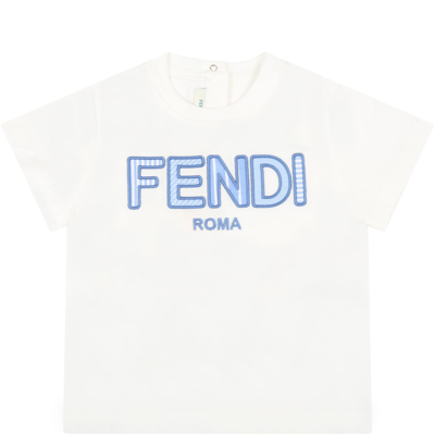 Fendi White T-shirt For Baby Boy With Logo | ModeSens