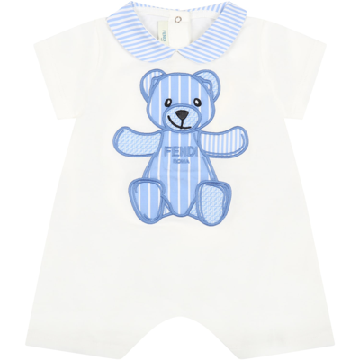 Shop Fendi White Set For Baby Boy With Bear