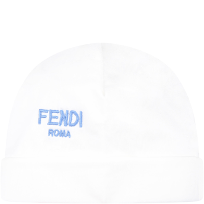 Shop Fendi White Set For Baby Boy With Bear
