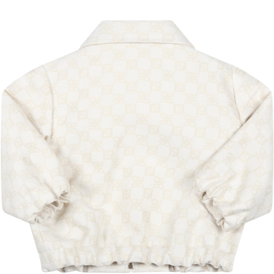 Shop Fendi Ivory Jacket For Babies With Double Ff