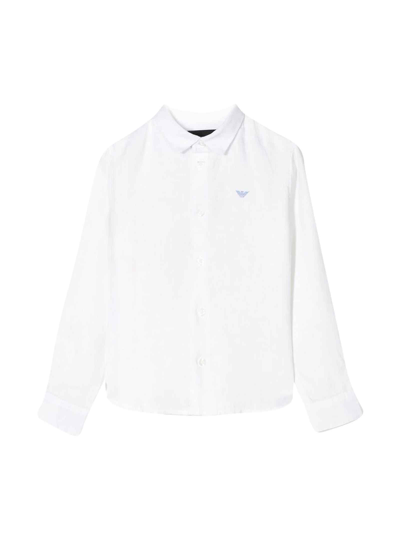 Shop Emporio Armani White Teen Boy Shirt In Bianco