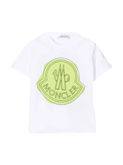 Shop Moncler Baby Unisex White T-shirt In Bianco