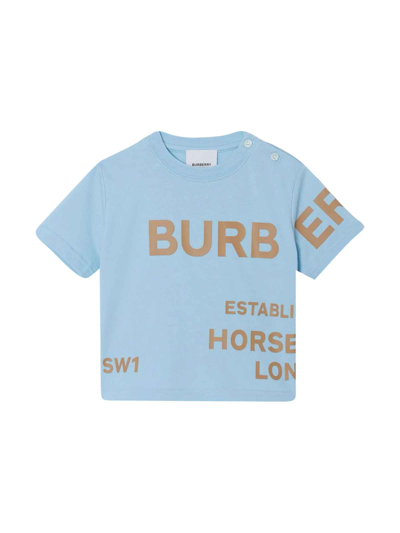 Shop Burberry Baby Boy Blue T-shirt