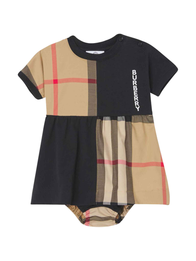 Shop Burberry Baby Girl Dress In Nero