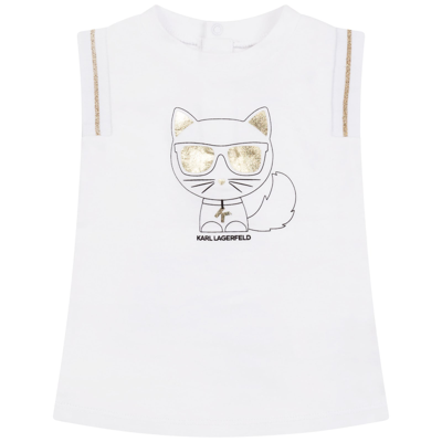 Shop Karl Lagerfeld Dress With Logo In White
