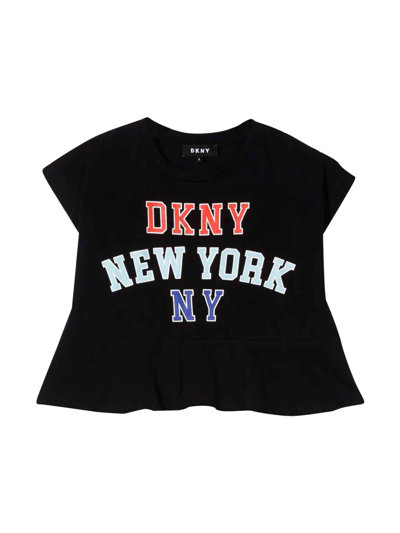 Shop Dkny Black T-shirt With Print In Nero