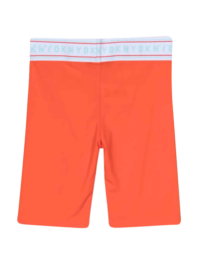 Shop Dkny Orange Cycling Shorts Unisex In Arancione