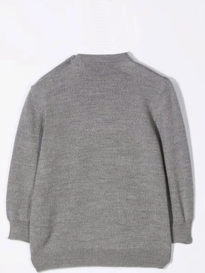 Shop Balmain Sweater With Embossed Logo In Gray